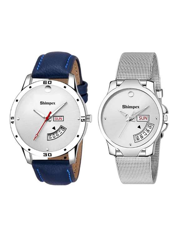 classic edge analog watch set of 2 