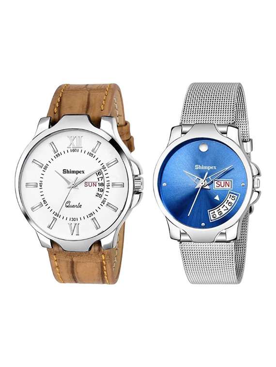 classic edge analog watch set of 2 