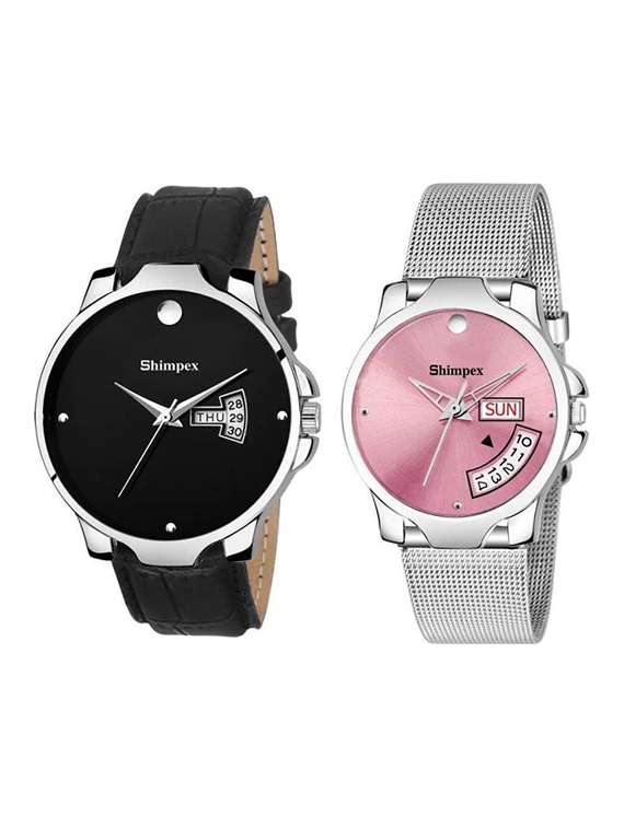 classic edge analog watch set of 2 