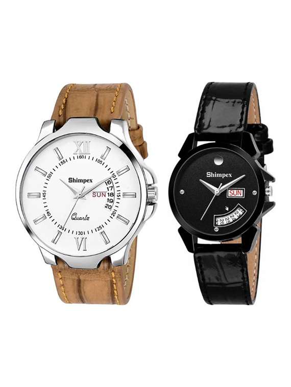 classic edge analog watch set of 2 