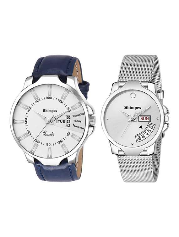 classic edge analog watch set of 2 