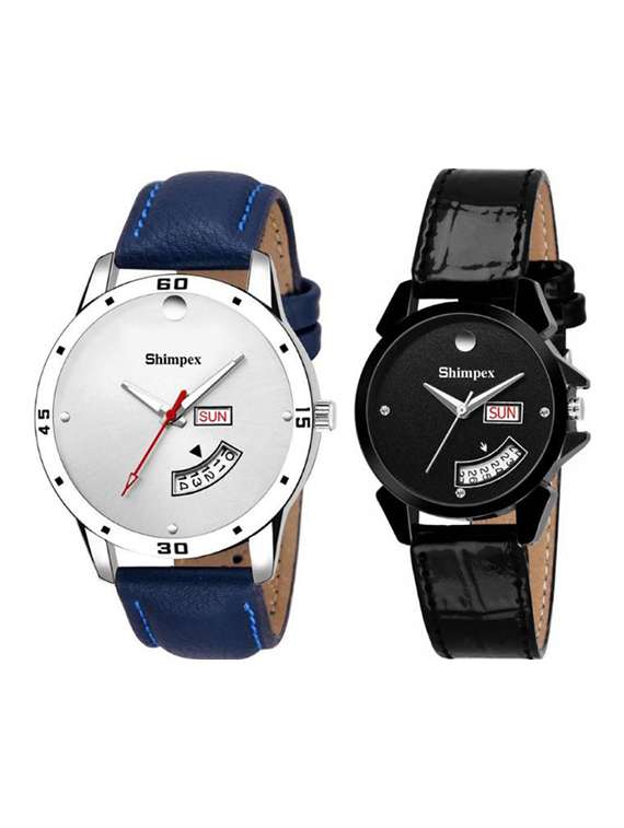 classic edge analog watch set of 2 