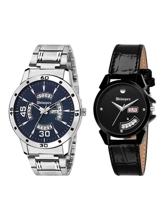 classic edge analog watch set of 2 