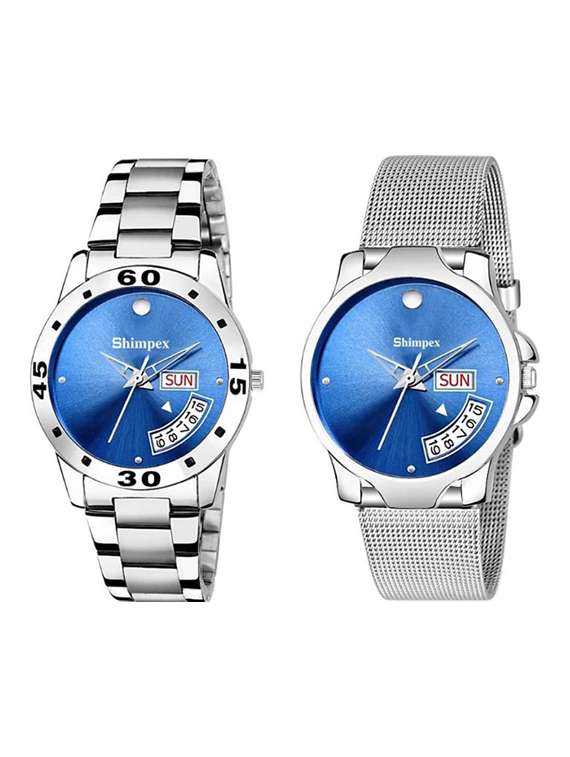classic edge analog watch set of 2 