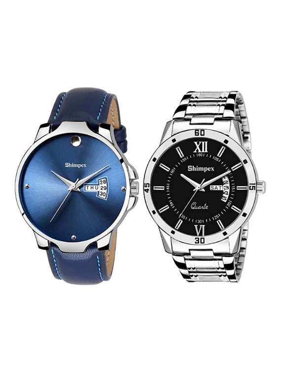 classic edge analog watch set of 2 
