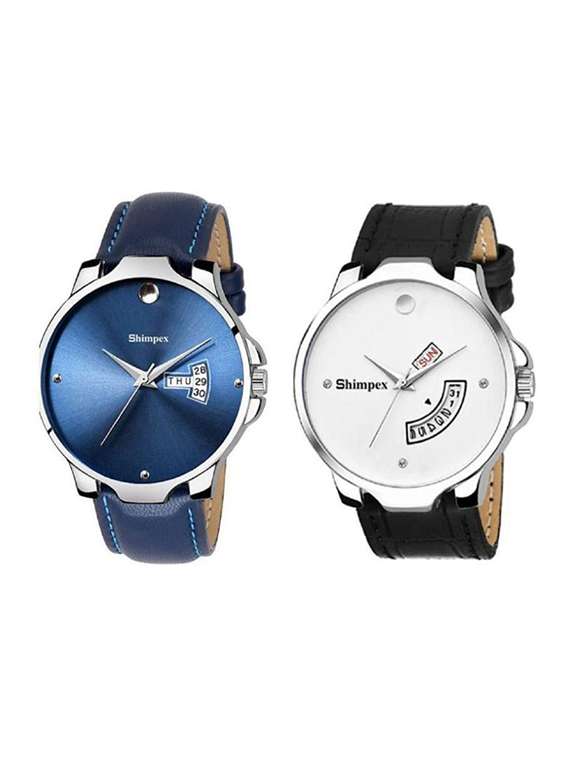 classic edge analog watch set of 2 