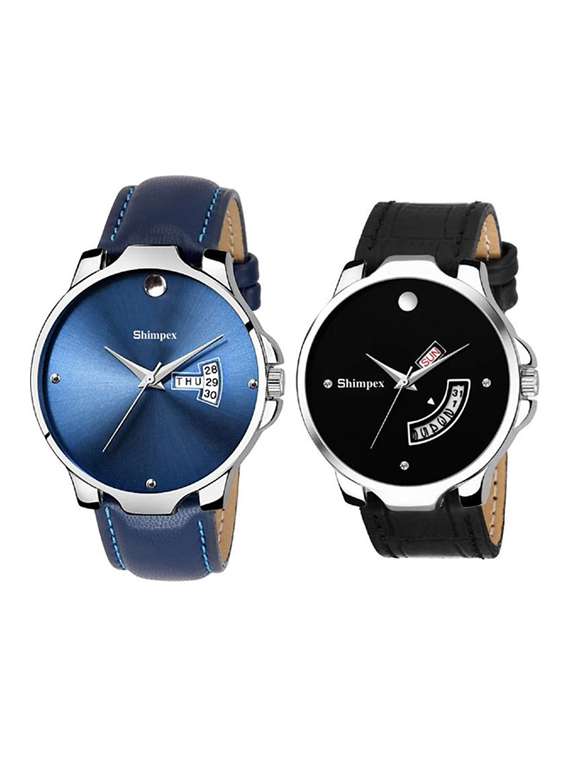 classic edge analog watch set of 2 