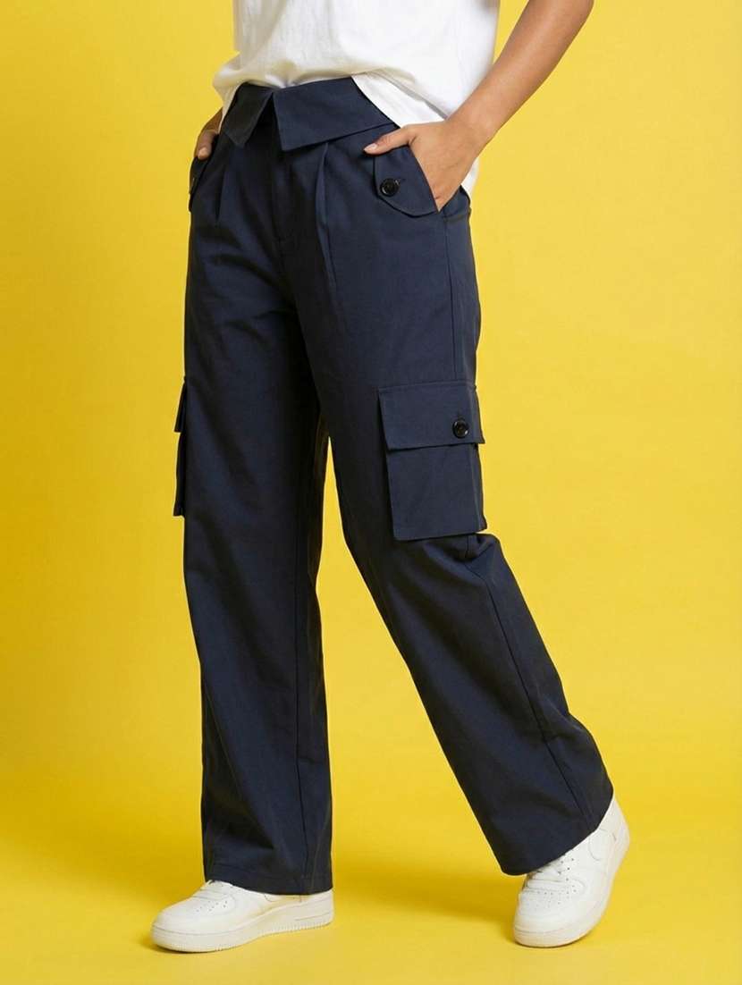 women solid high rise cargo