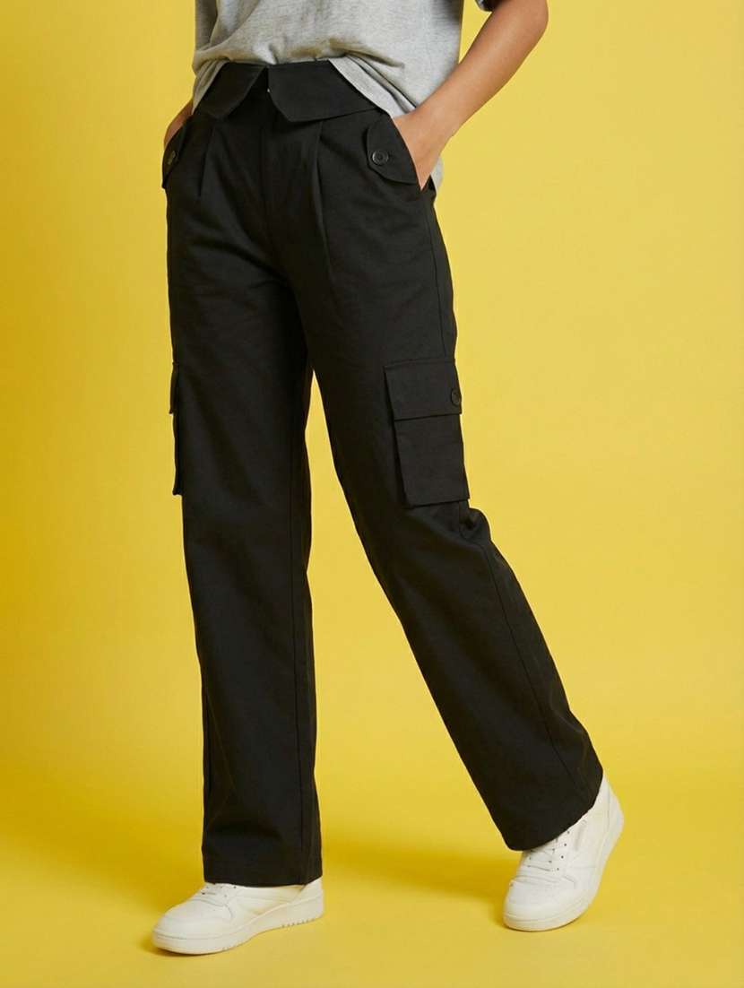 women solid high rise cargo