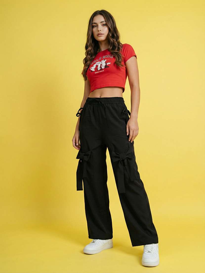 women solid high rise cargo - 22373297 -  Standard Image - 3