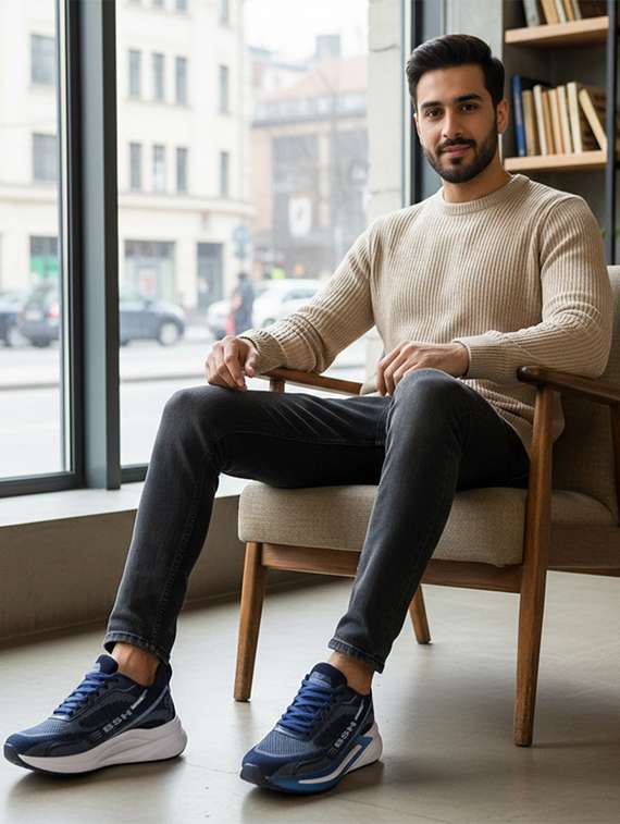 men navy blue sport shoe - 22373307 -  Standard Image - 5