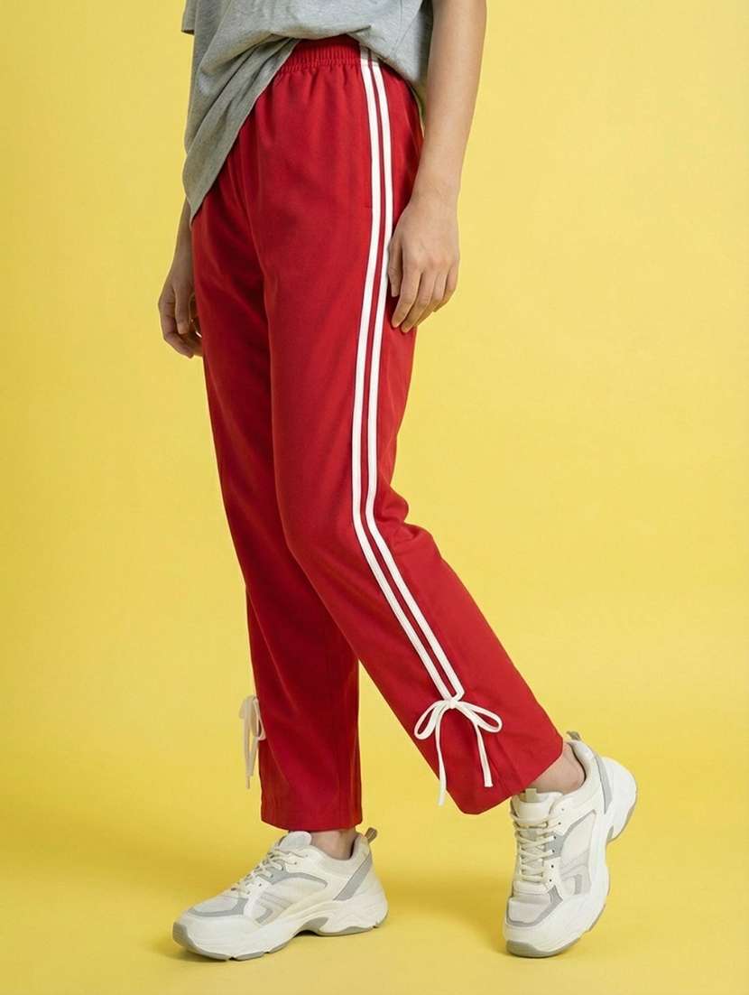 women tapered mid rise straight track pant