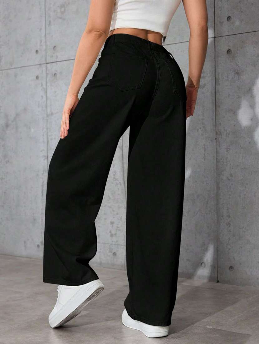 Women Solid High Rise Wide Leg Jeans - 22373337 -  Standard Image - 3