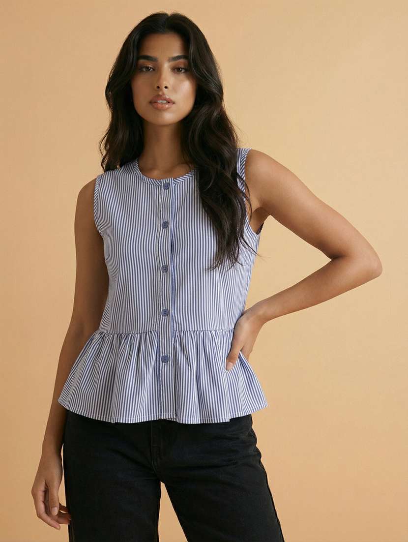 blue cotton crop top