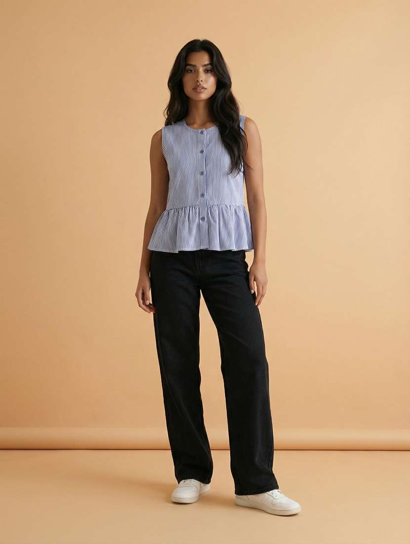 blue cotton crop top - 22373390 -  Standard Image - 3