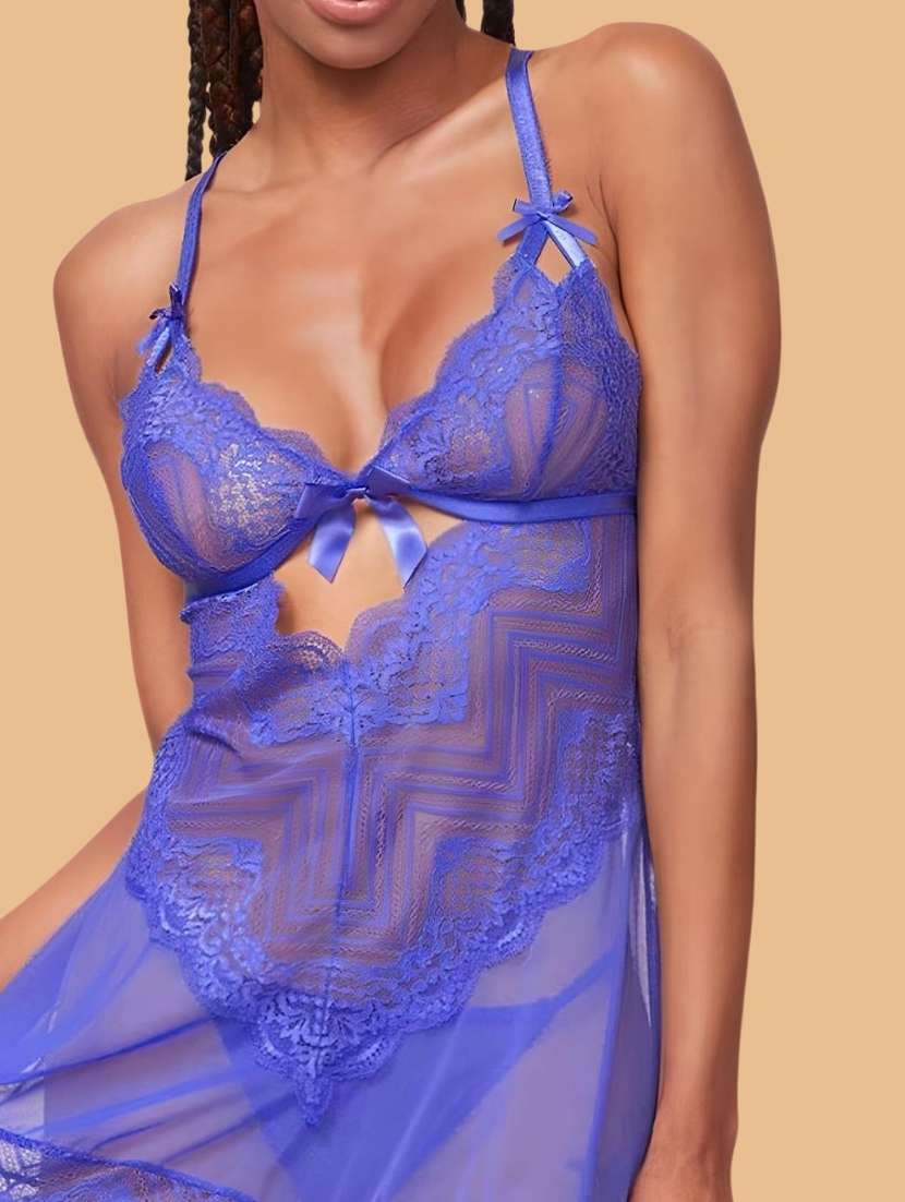 women self designed sleeveless lace babydoll - 22373430 -  Standard Image - 3