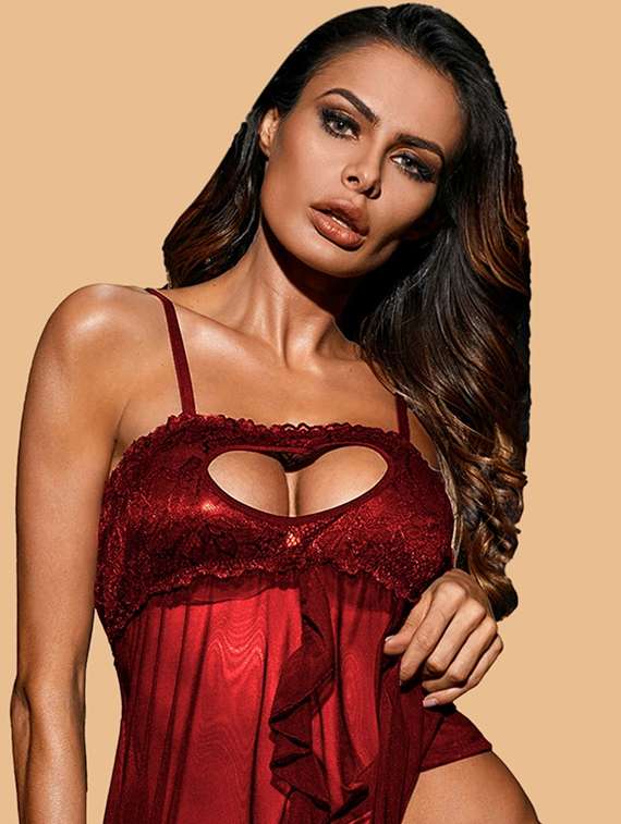 women self designed sleeveless lace babydoll - 22373453 -  Standard Image - 3
