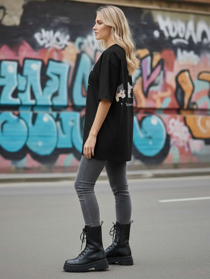 women printed short sleeve oversized t-shirt - 22373460 -  Standard Image - 3