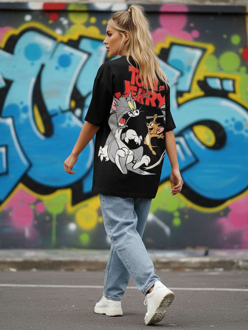 Women Printed Short Sleeve Oversized T-shirt - 22373471 -  Standard Image - 3