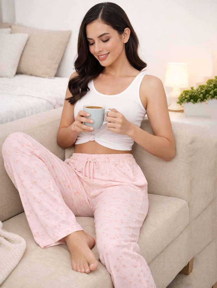 women printed mid rise lounge wear pajama - 22373492 -  Standard Image - 3