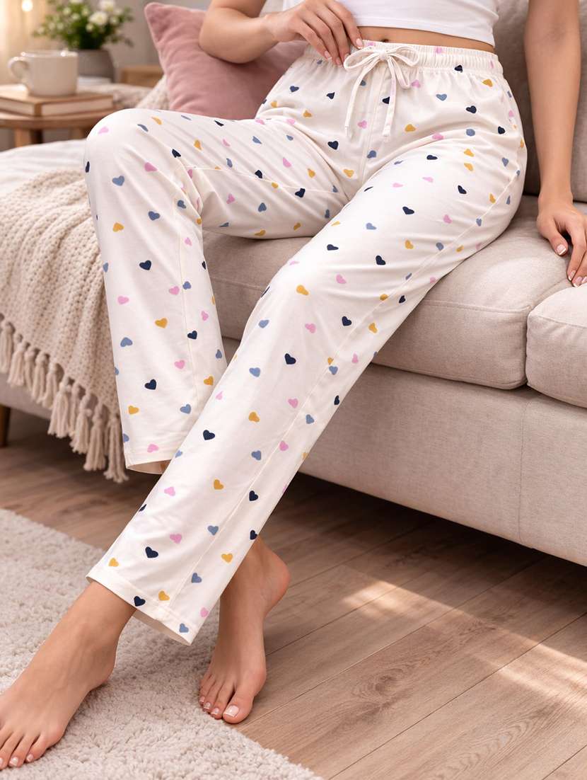 women printed mid rise lounge wear pajama