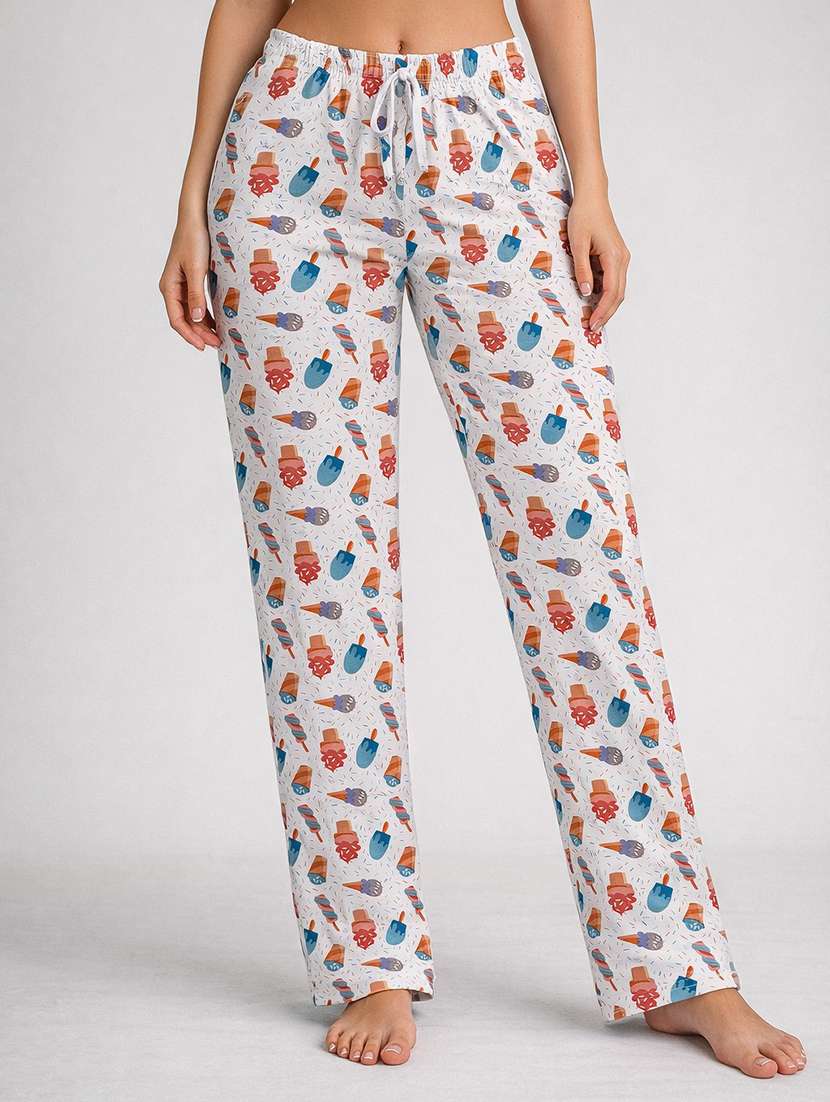 women printed mid rise lounge wear pajama