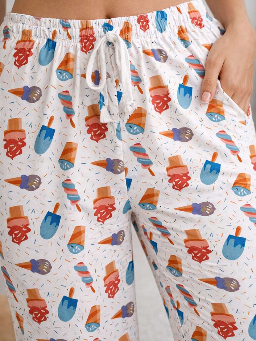 women printed mid rise lounge wear pajama - 22373499 -  Standard Image - 5
