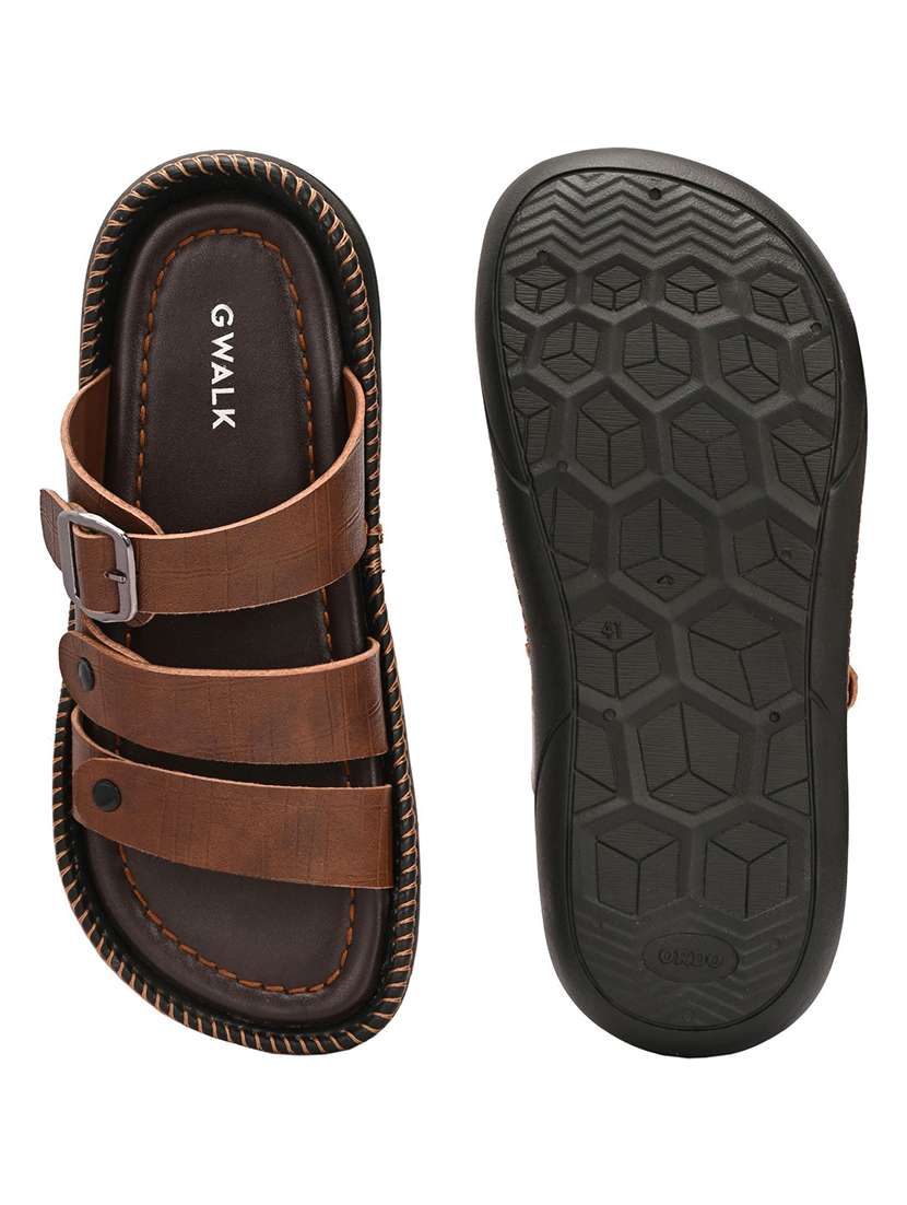 Men Textured Slip On Sandal - 22373522 -  Standard Image - 5