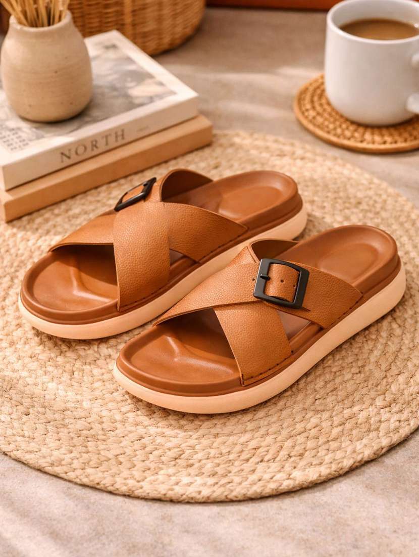 men solid slip on sandal