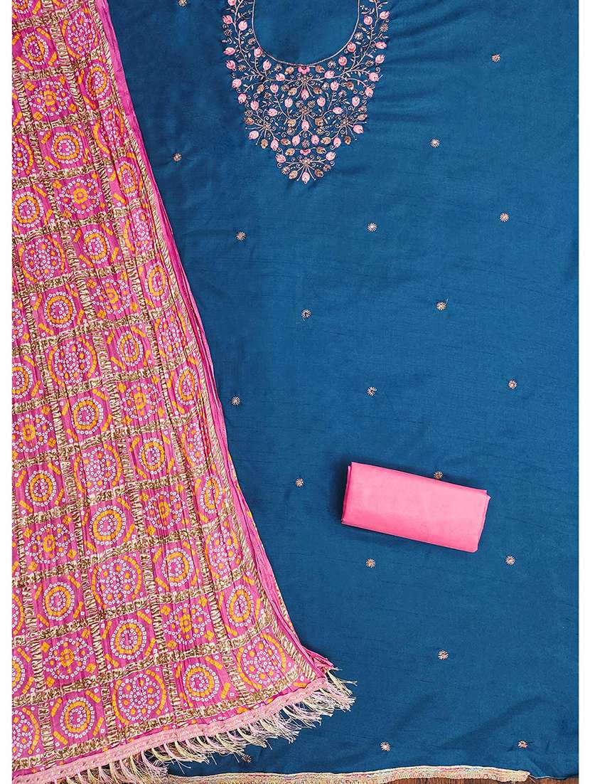 women solid with work unstitched suit set - 22373558 -  Standard Image - 3