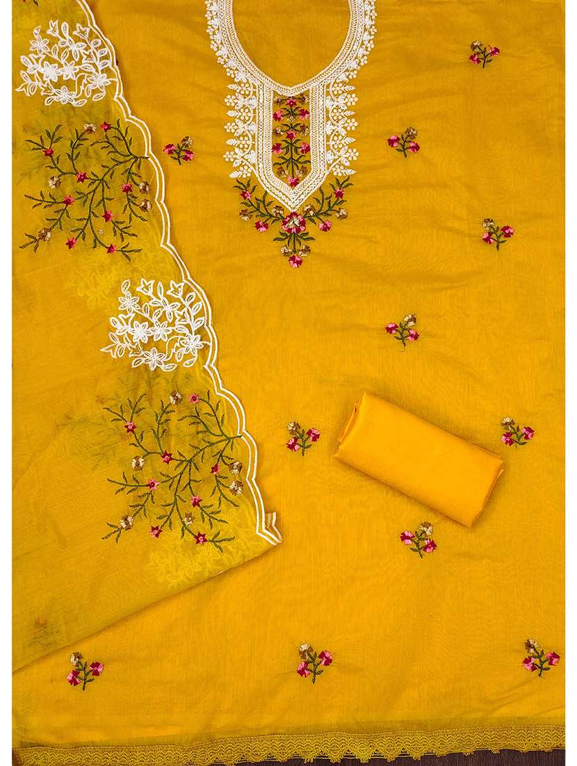 women solid with work unstitched suit set - 22373579 -  Standard Image - 3