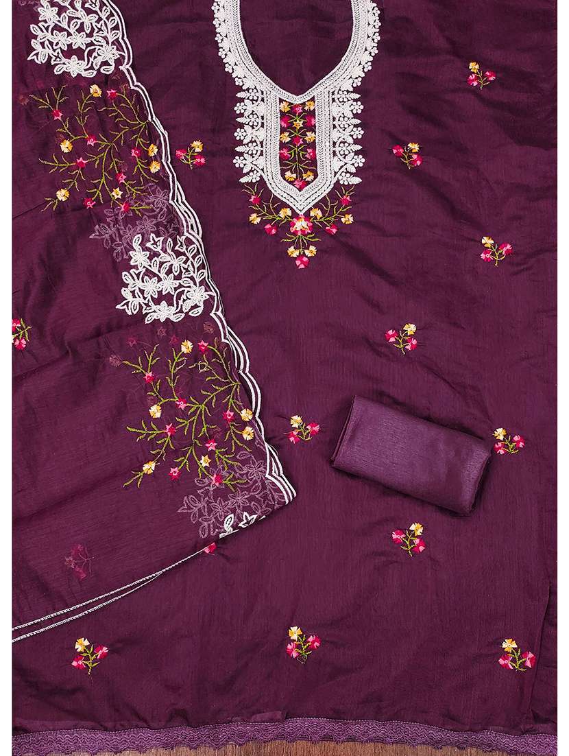 women solid with work unstitched suit set - 22373582 -  Standard Image - 3