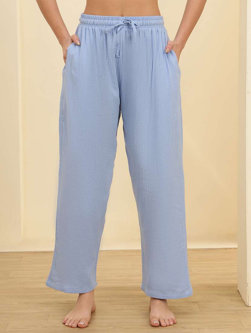women solid mid rise lounge wear pajama