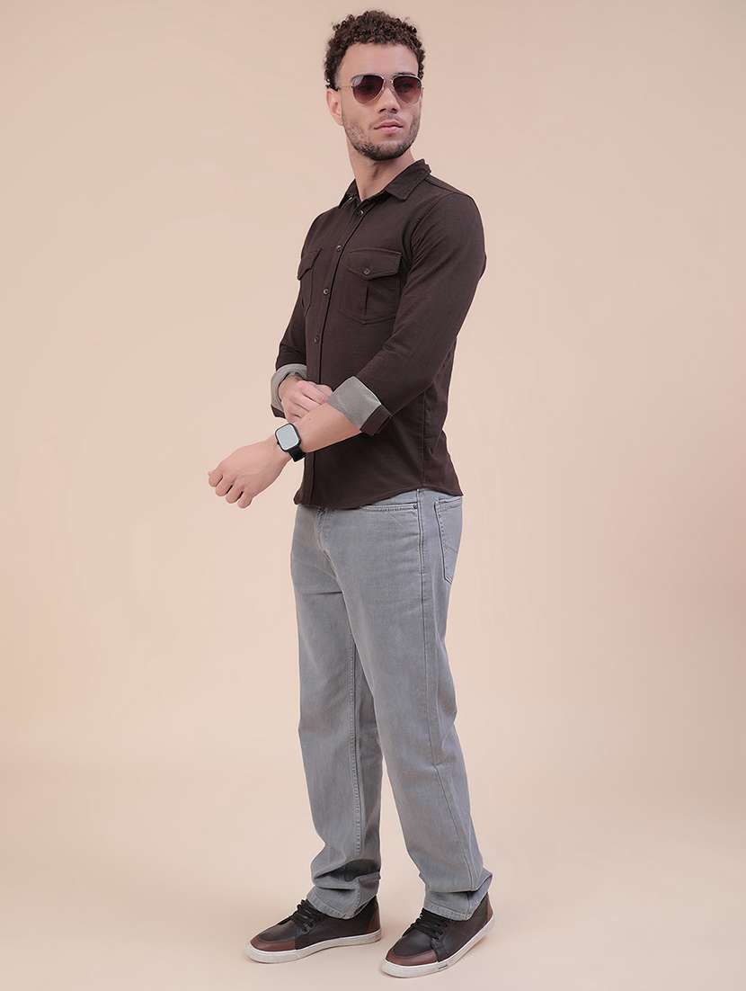 men solid long sleeve slim fit casual shirt - 22373746 -  Standard Image - 5