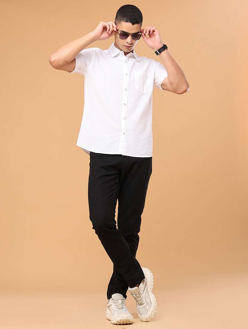 Men Self Design Short Sleeve Regular Fit Casual Shirt - 22373749 -  Standard Image - 5