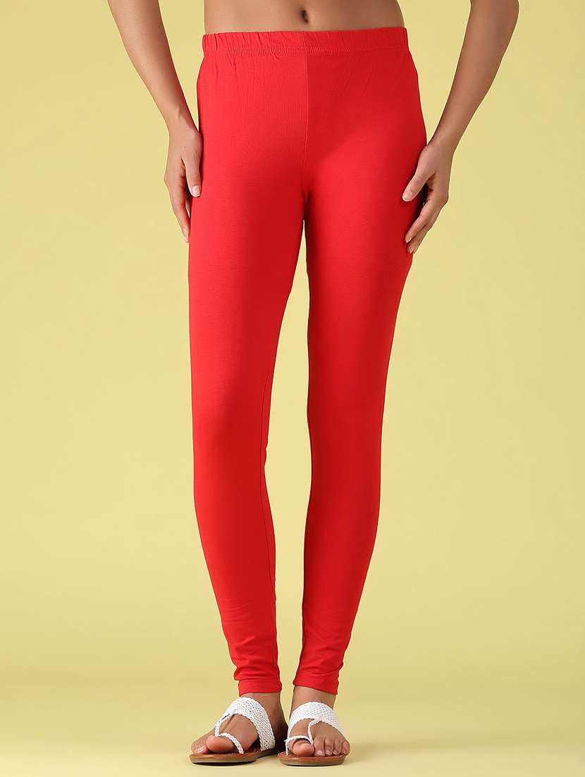women solid mid rise leggings