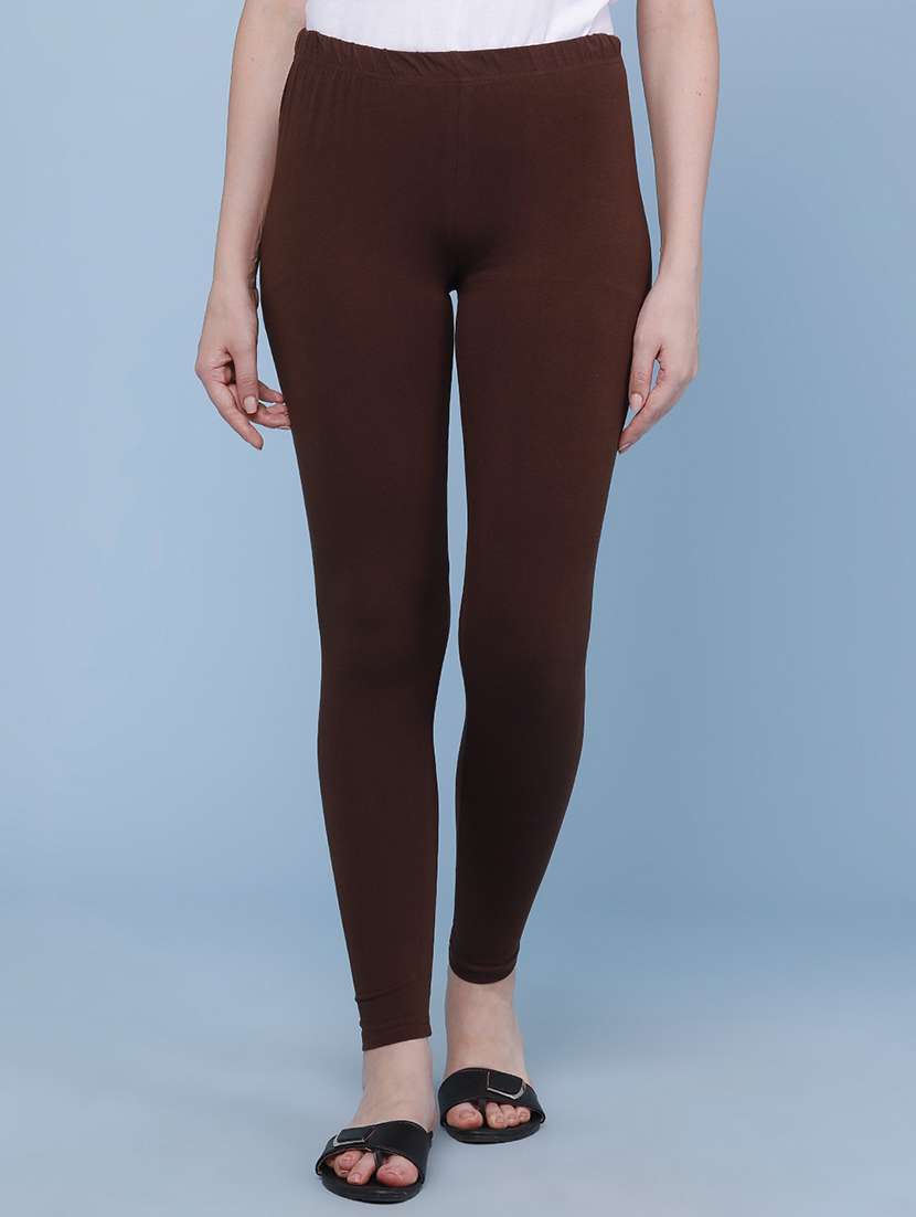 women solid mid rise leggings