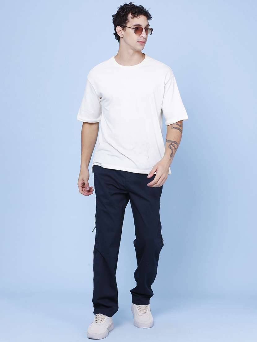 Men Solid Mid Rise Regular Fit Cargo - 22374057 -  Standard Image - 5