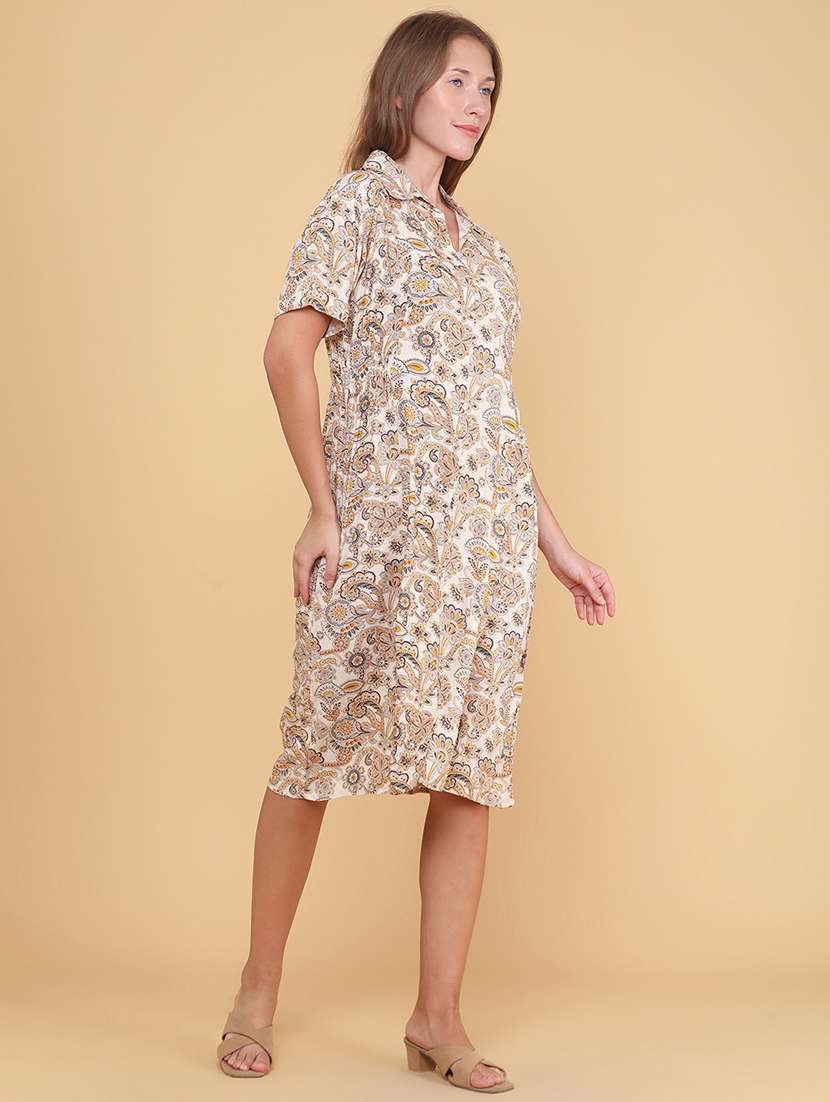 women printed short sleeves a-line dress - 22374082 -  Standard Image - 3