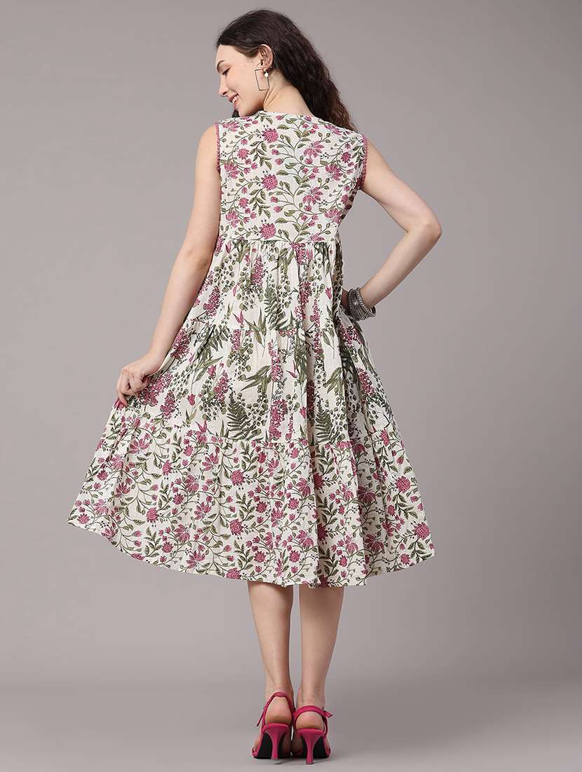 women printed sleeveless tiered dress - 22374108 -  Standard Image - 5