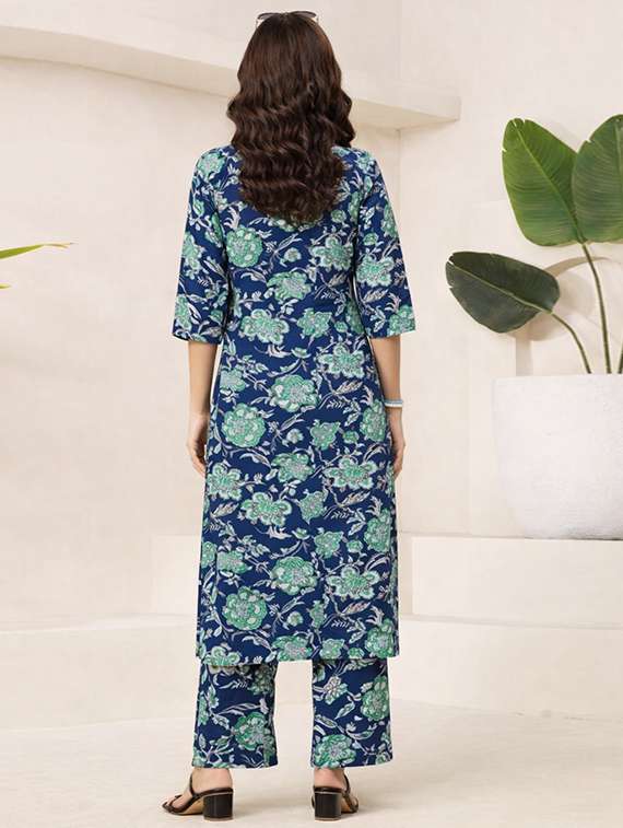 women floral three quarter sleeve ethnic co-ord set - 22374117 -  Standard Image - 3
