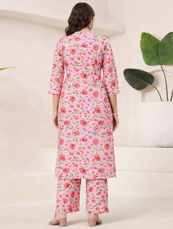 women floral three quarter sleeve ethnic co-ord set - 22374122 -  Standard Image - 3