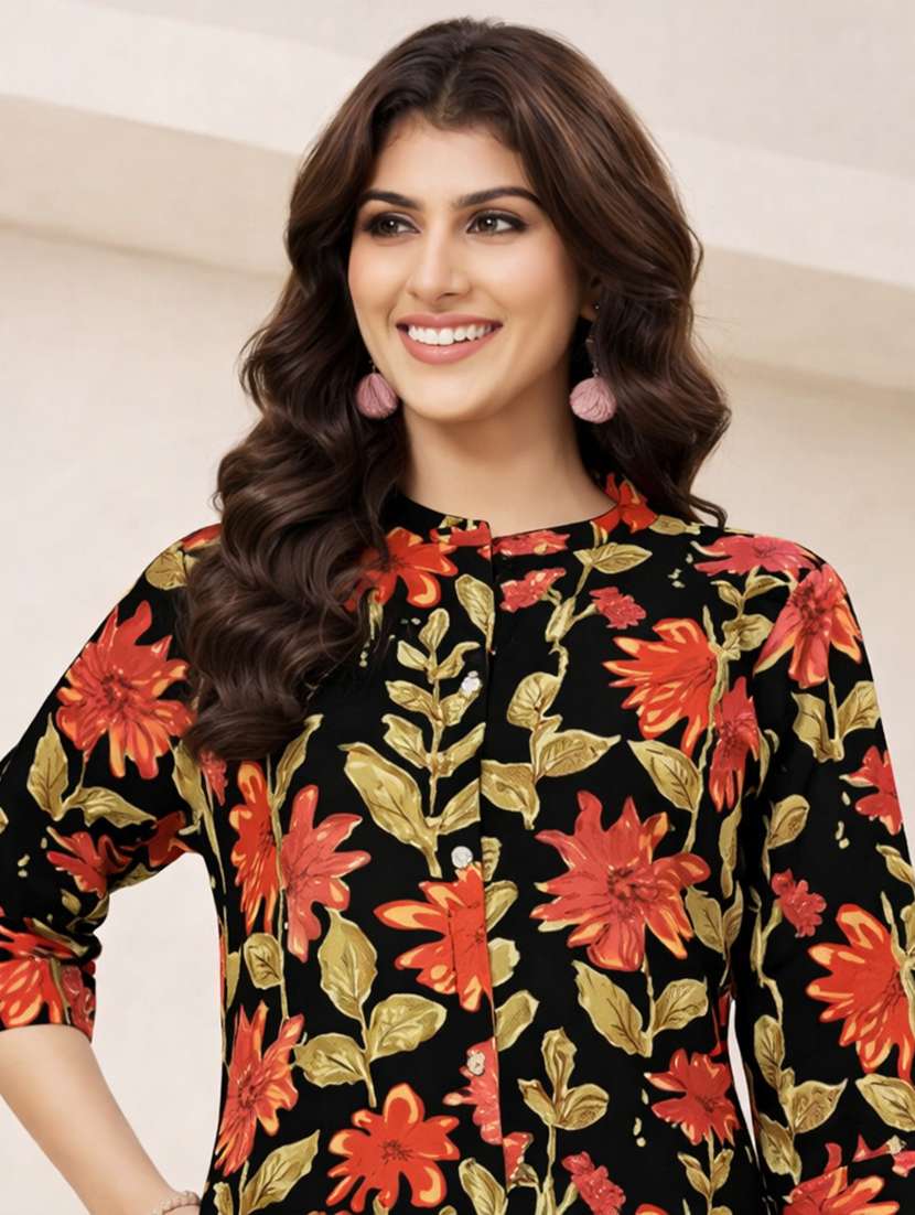 women floral three quarter sleeve ethnic co-ord set - 22374134 -  Standard Image - 3