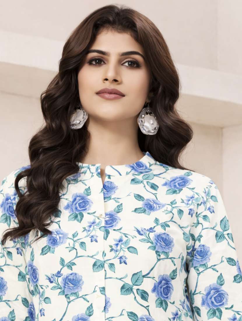 women floral three quarter sleeve ethnic co-ord set - 22374139 -  Standard Image - 3