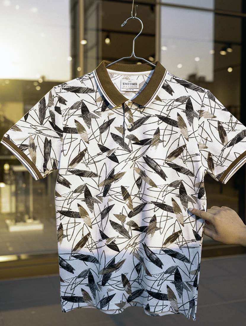 women printed short sleeve oversized polo t-shirt - 22374167 -  Standard Image - 3