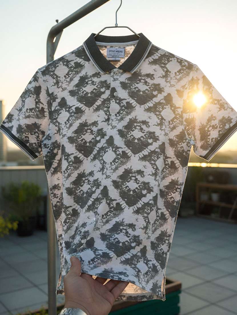 women printed short sleeve oversized polo t-shirt - 22374168 -  Standard Image - 3