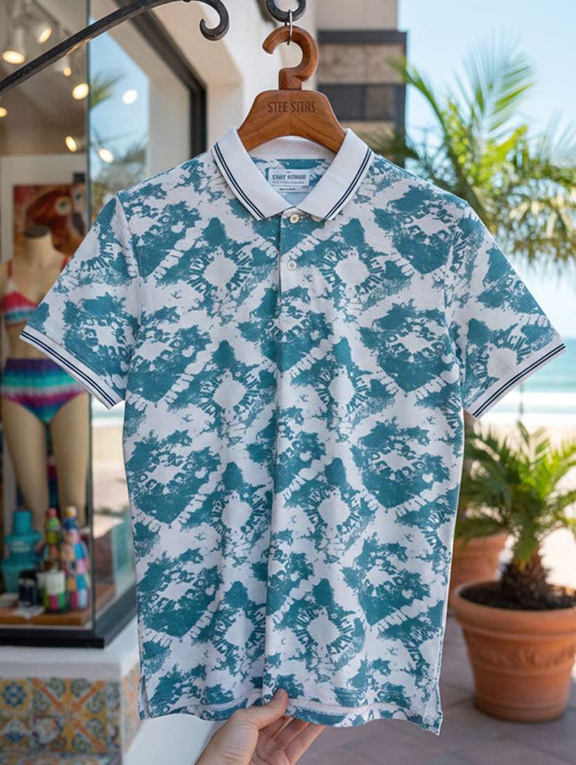 women printed short sleeve oversized polo t-shirt - 22374169 -  Standard Image - 3