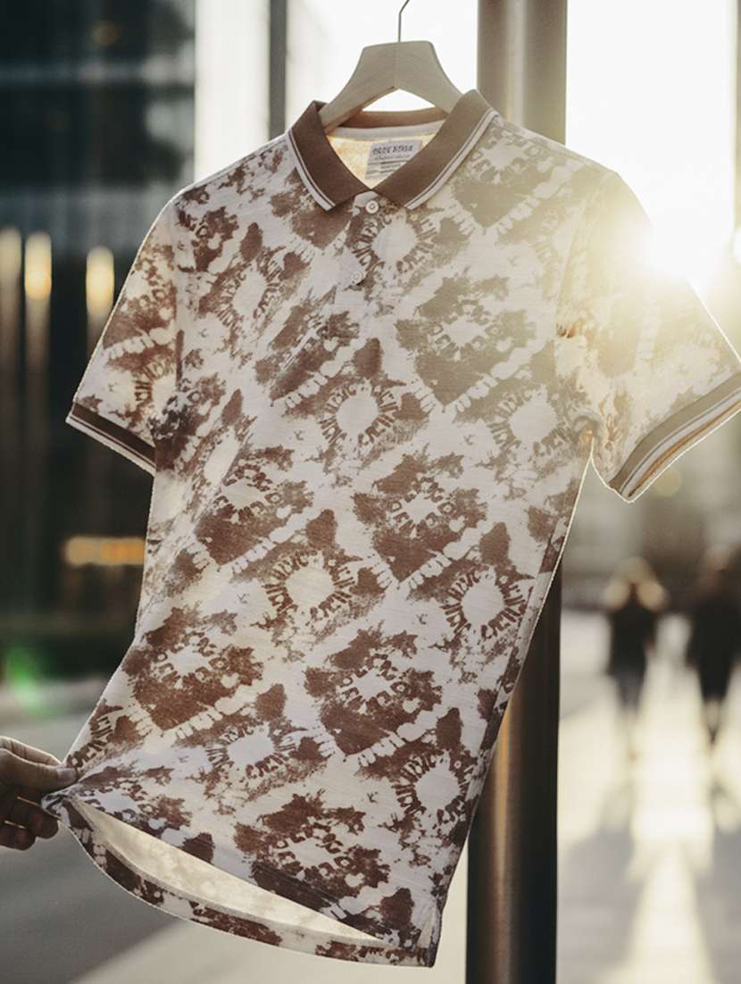 women printed short sleeve oversized polo t-shirt - 22374171 -  Standard Image - 3