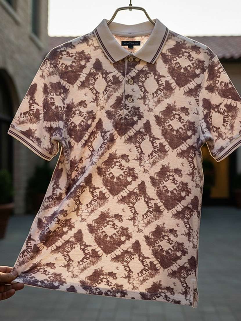 women printed short sleeve oversized polo t-shirt - 22374172 -  Standard Image - 3