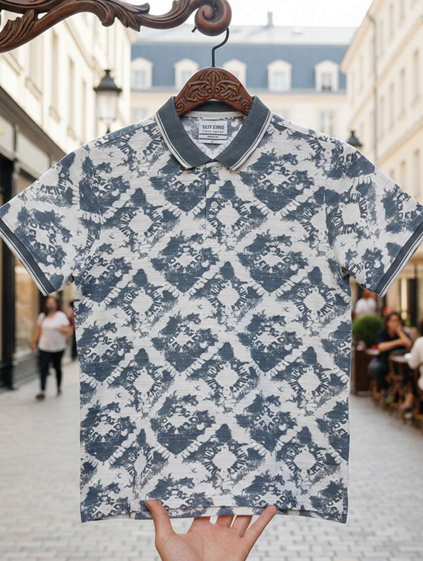 women printed short sleeve oversized polo t-shirt - 22374173 -  Standard Image - 3